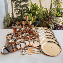 Pure Steel Copper 48 Piece Traditional Kitchen Dinner Set
