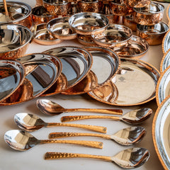Pure Steel Copper 48 Piece Traditional Kitchen Dinner Set