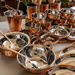 Pure Steel Copper 48 Piece Traditional Kitchen Dinner Set