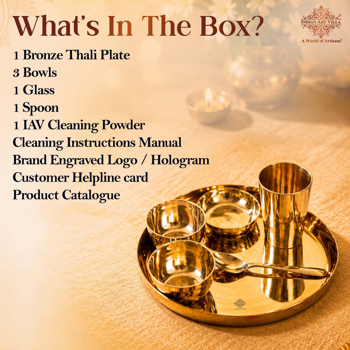 Bronze Thali Set With Mirror Shine Finish 6 Pcs