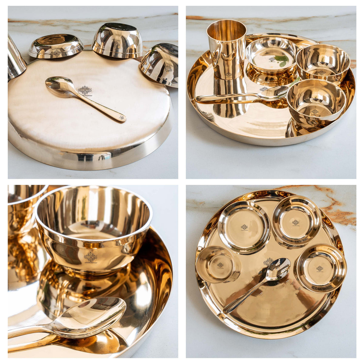 Bronze Thali Set With Mirror Shine Finish 6 Pcs