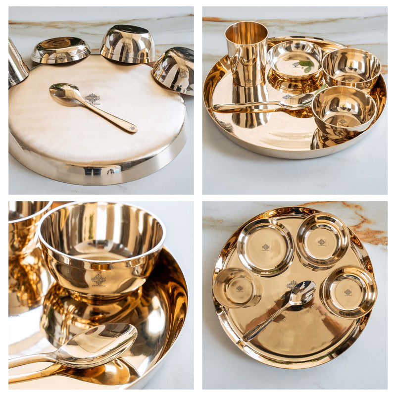 Bronze Thali Set With Mirror Shine Finish 6 Pcs
