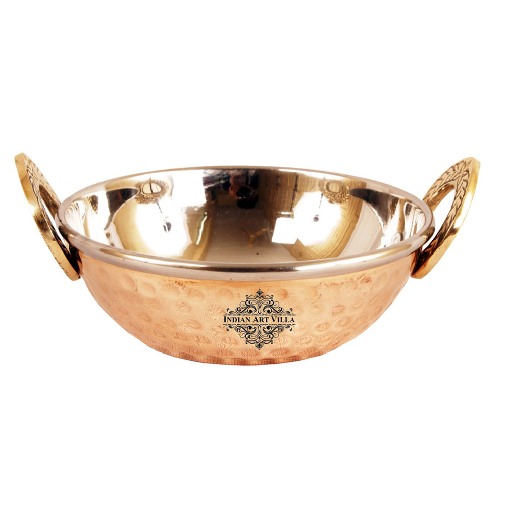 Set of S/C D/W Hammered,Handi No.1,2 with Glass Lid,Kadhai No.1,2Bucket No.1,Serving Spoon x5,12 Pieces