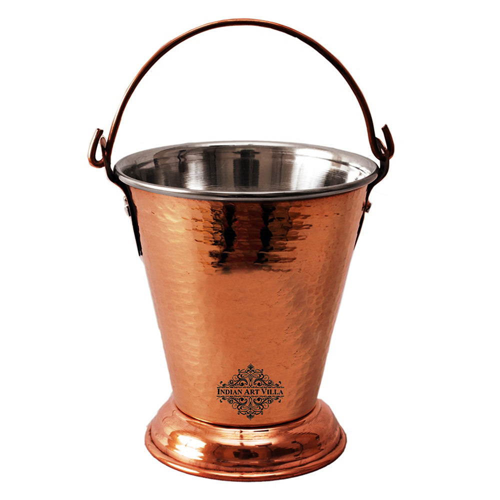 Set of S/C D/W Hammered,Handi No.1,2 with Glass Lid,Kadhai No.1,2Bucket No.1,Serving Spoon x5,12 Pieces