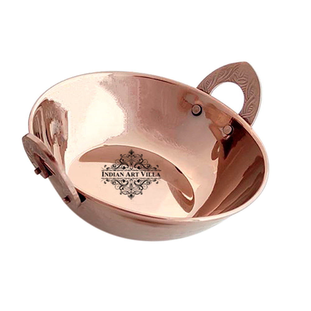 Set of Steel with Rose Gold Finish D/W Hammered Handi No.2, Kadhai No.2, Serving Spoon x2, 4 Pieces