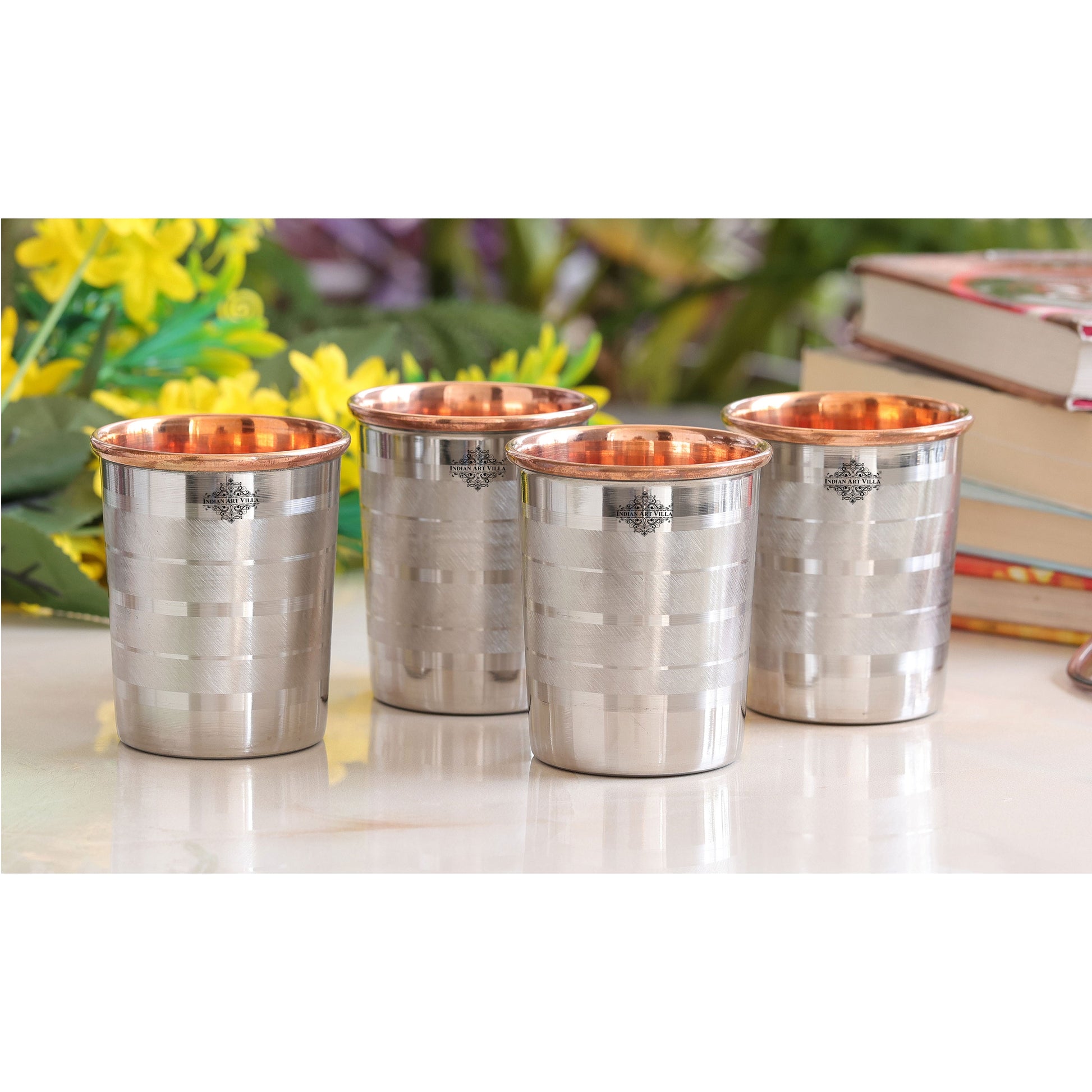 Handmade Pure Steel Copper Jug Pitcher With Glass Tumbler Gift Set