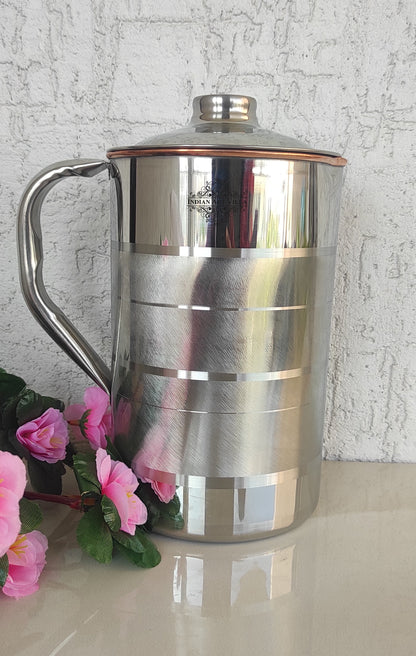 Handmade Pure Steel Copper Jug Pitcher With Glass Tumbler Gift Set