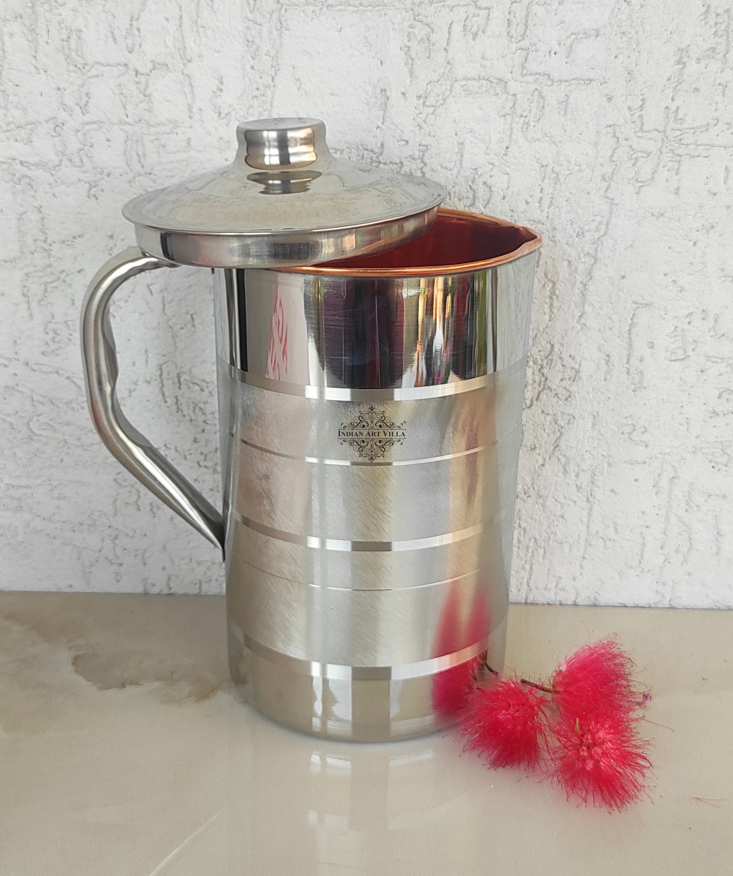 Handmade Pure Steel Copper Jug Pitcher With Glass Tumbler Gift Set