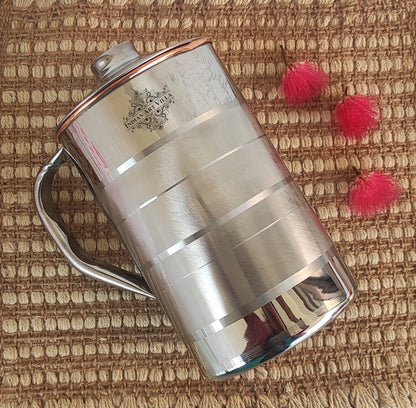 Handmade Pure Steel Copper Jug Pitcher With Glass Tumbler Gift Set