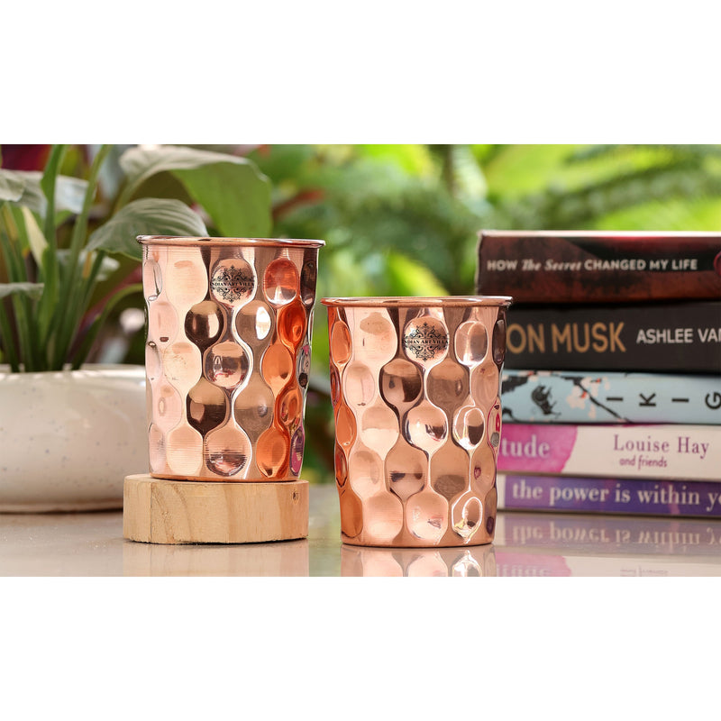 Handcrafted Pure Copper Jug with Glass Sets | Box, Diamond Design, Drinkware Gift Set