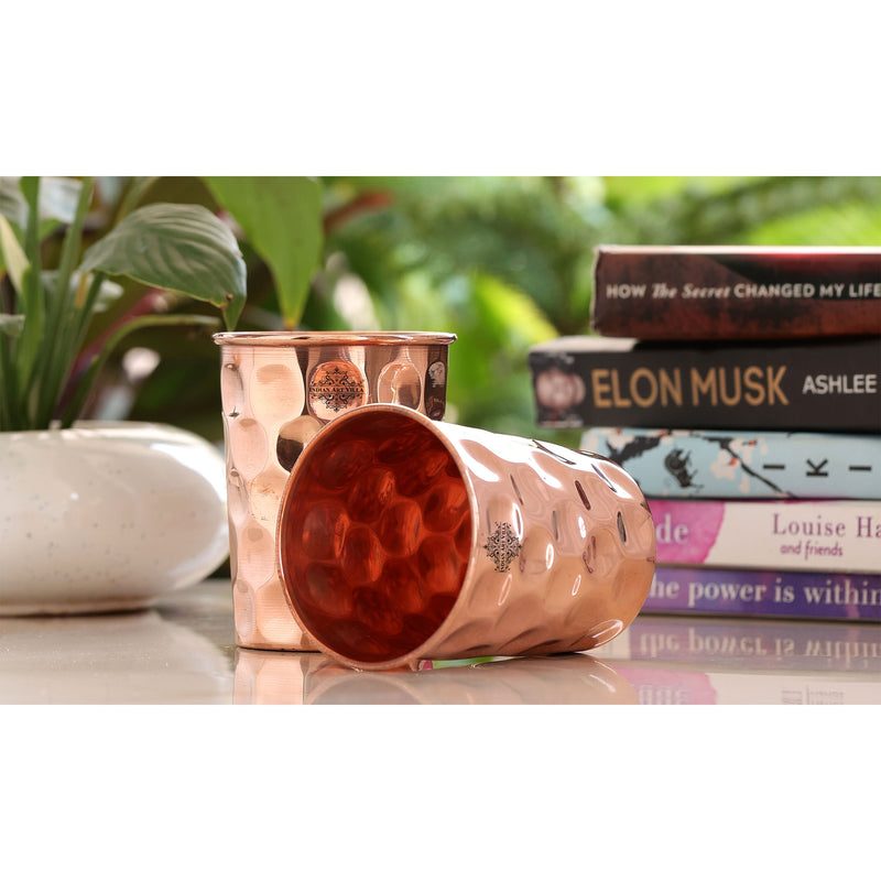 Handcrafted Pure Copper Jug with Glass Sets | Box, Diamond Design, Drinkware Gift Set
