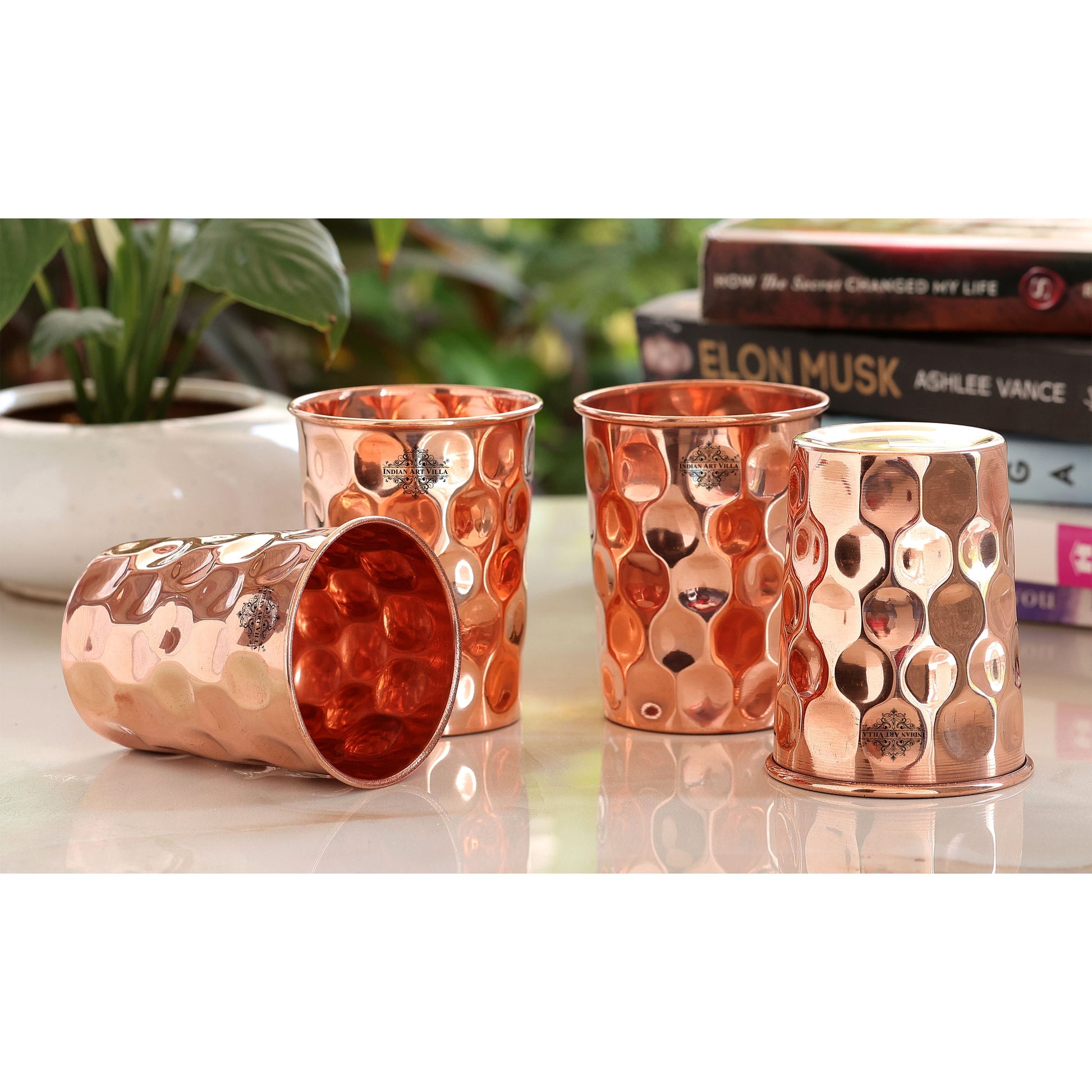 Handcrafted Pure Copper Jug with Glass Sets | Box, Diamond Design, Drinkware Gift Set