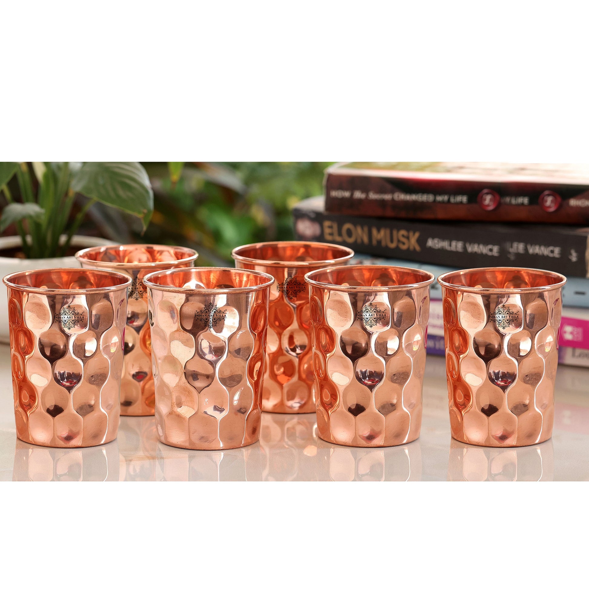 Handcrafted Pure Copper Jug with Glass Sets | Box, Diamond Design, Drinkware Gift Set