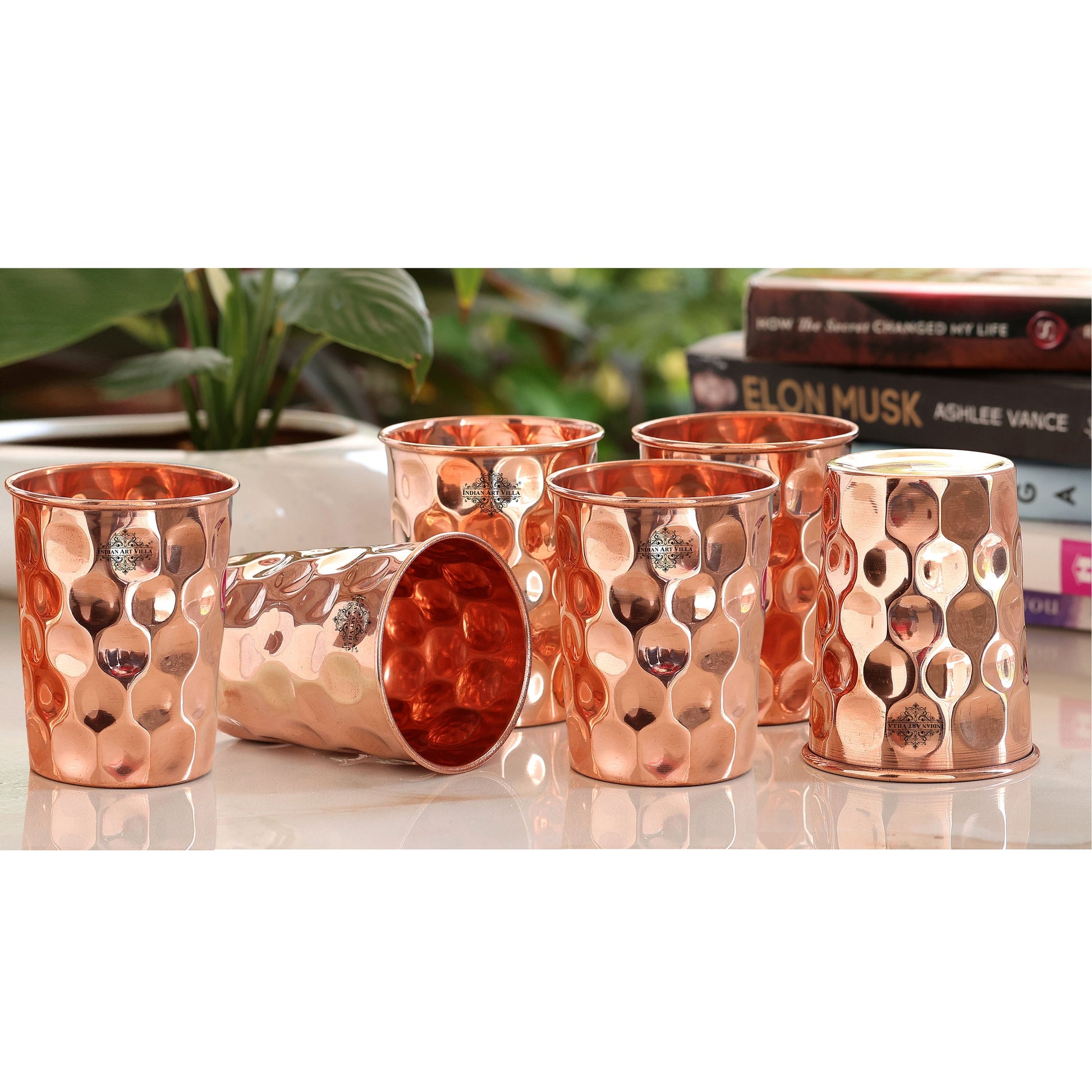 Handcrafted Pure Copper Jug with Glass Sets | Box, Diamond Design, Drinkware Gift Set