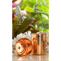 Pure Copper Plain Design Jug & Glass Gift Set with Box
