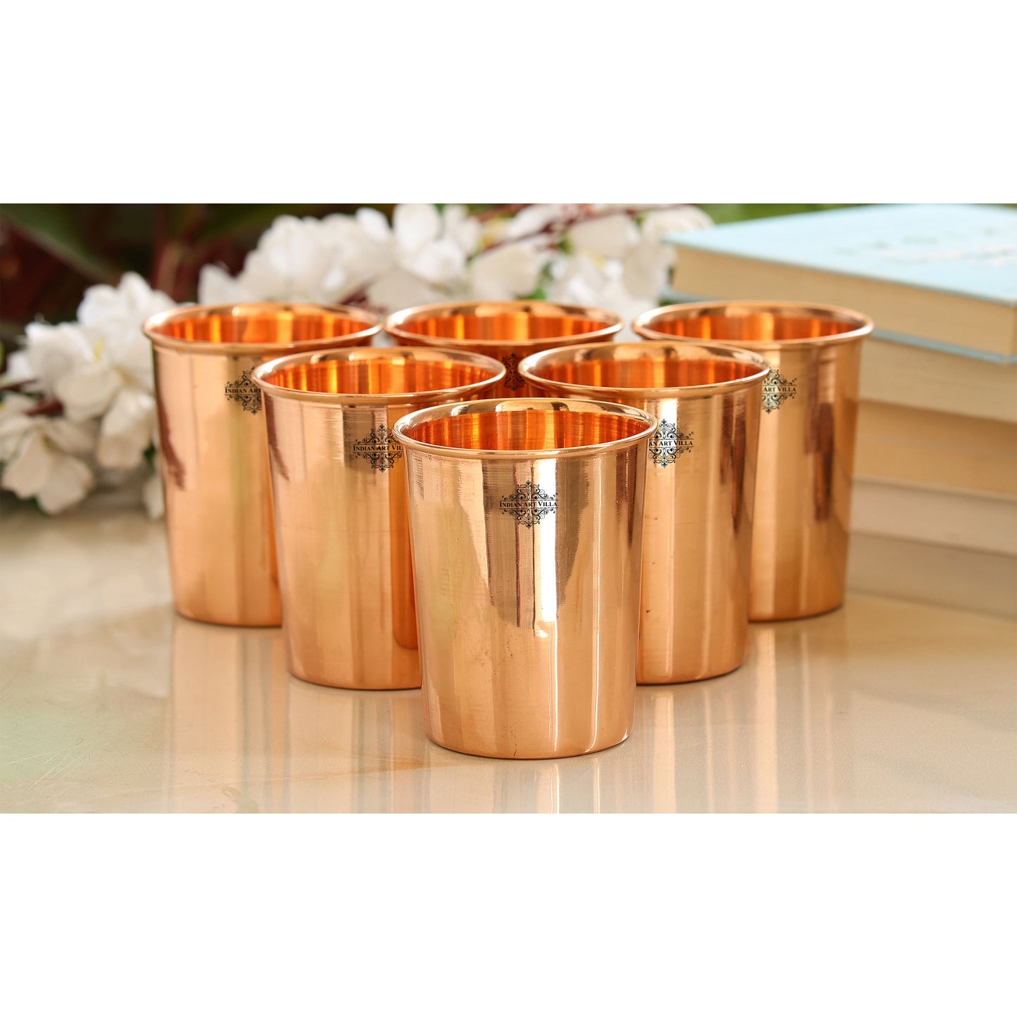 Pure Copper Plain Design Jug & Glass Gift Set with Box