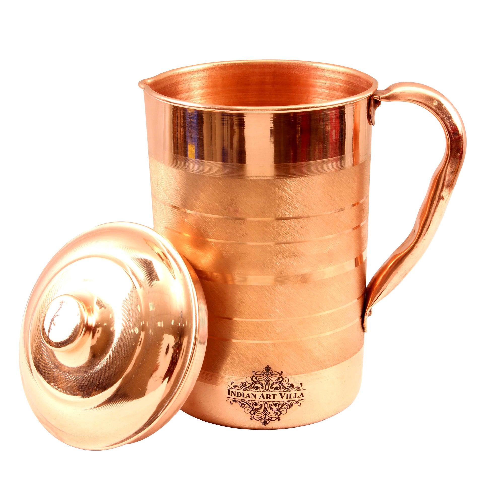 Handmade Pure Copper Luxury Design Jug with 2 Glass Drinkware Gift Set