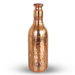 Pure Copper Hammered Leak Proof Cocktail Water Bottle & Two Glass