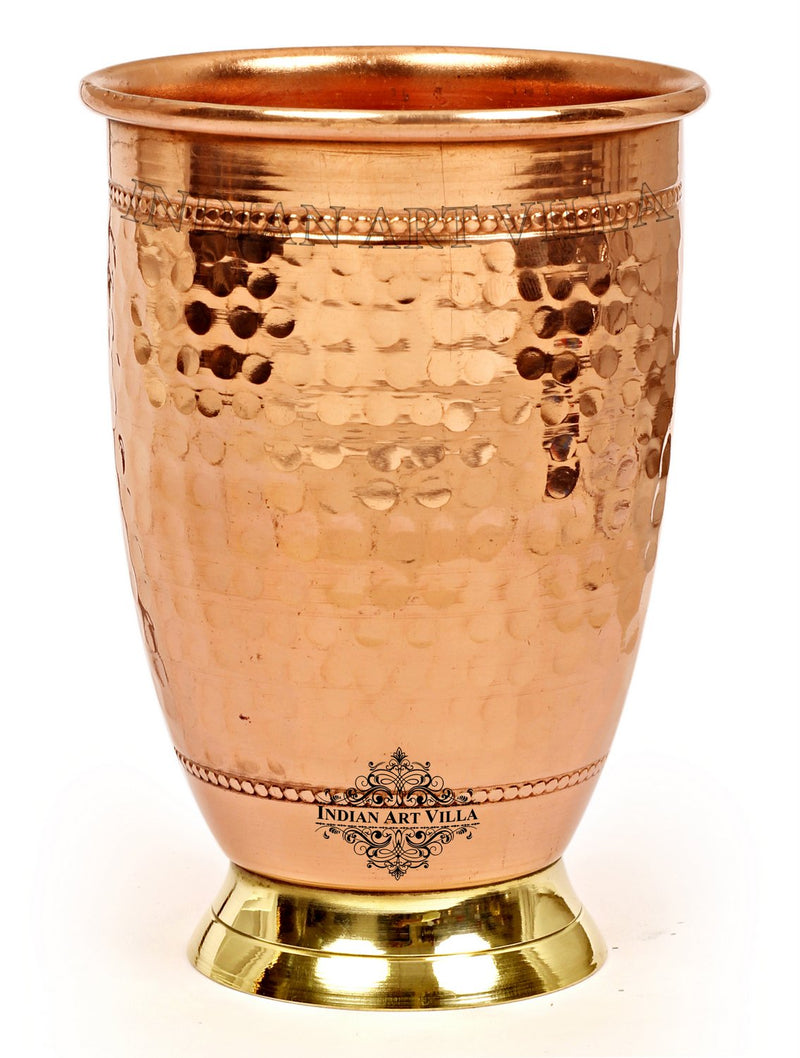 Pure Copper Hammered Leak Proof Cocktail Water Bottle & Two Glass