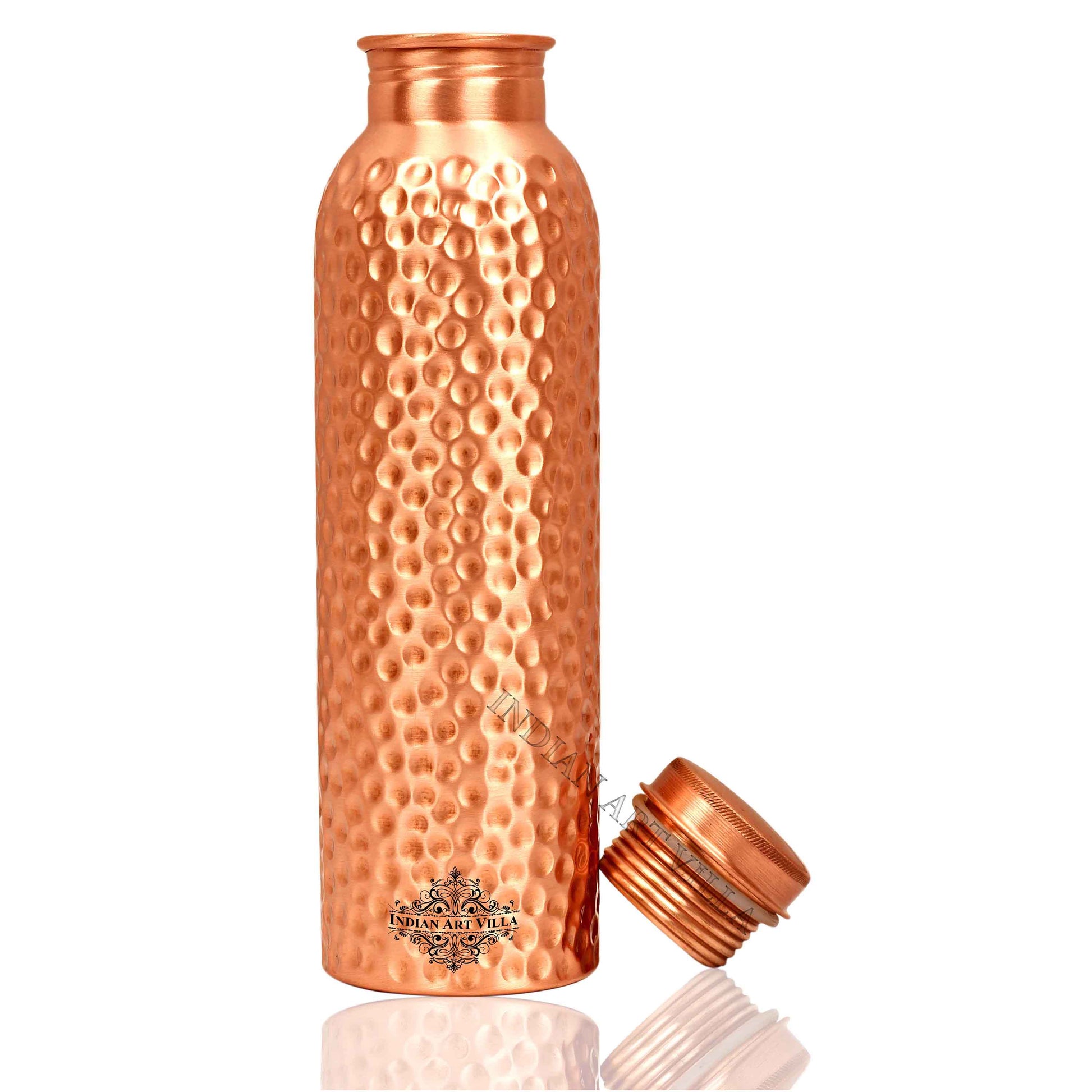 Pure Copper Hammered Design Drinkware Gift Set of  1 Bottle & 2 Glass