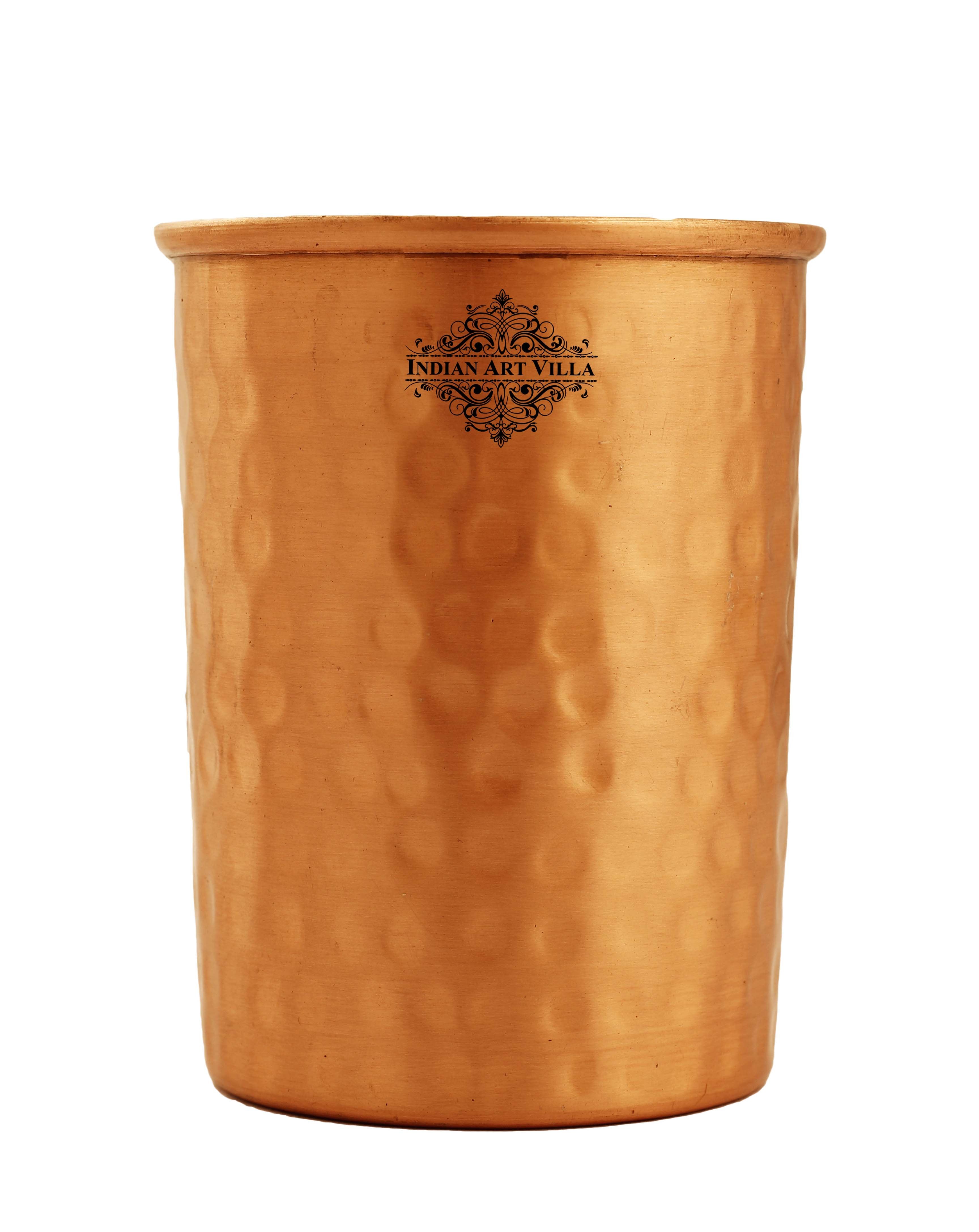 Pure Copper Hammered Design Drinkware Gift Set of  1 Bottle & 2 Glass