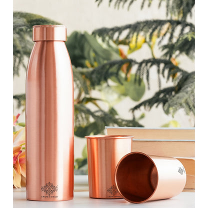 Pure Copper Drinkware Gift Set Seamless Design with Blue Gift Box