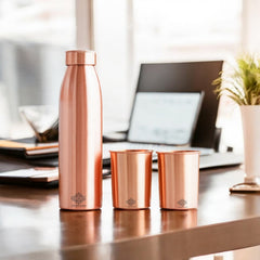 Pure Copper Drinkware Gift Set Seamless Design with Blue Gift Box