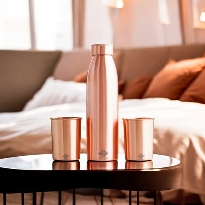 Pure Copper Drinkware Gift Set Seamless Design with Blue Gift Box