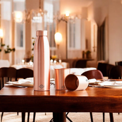 Pure Copper Drinkware Gift Set Seamless Design with Blue Gift Box