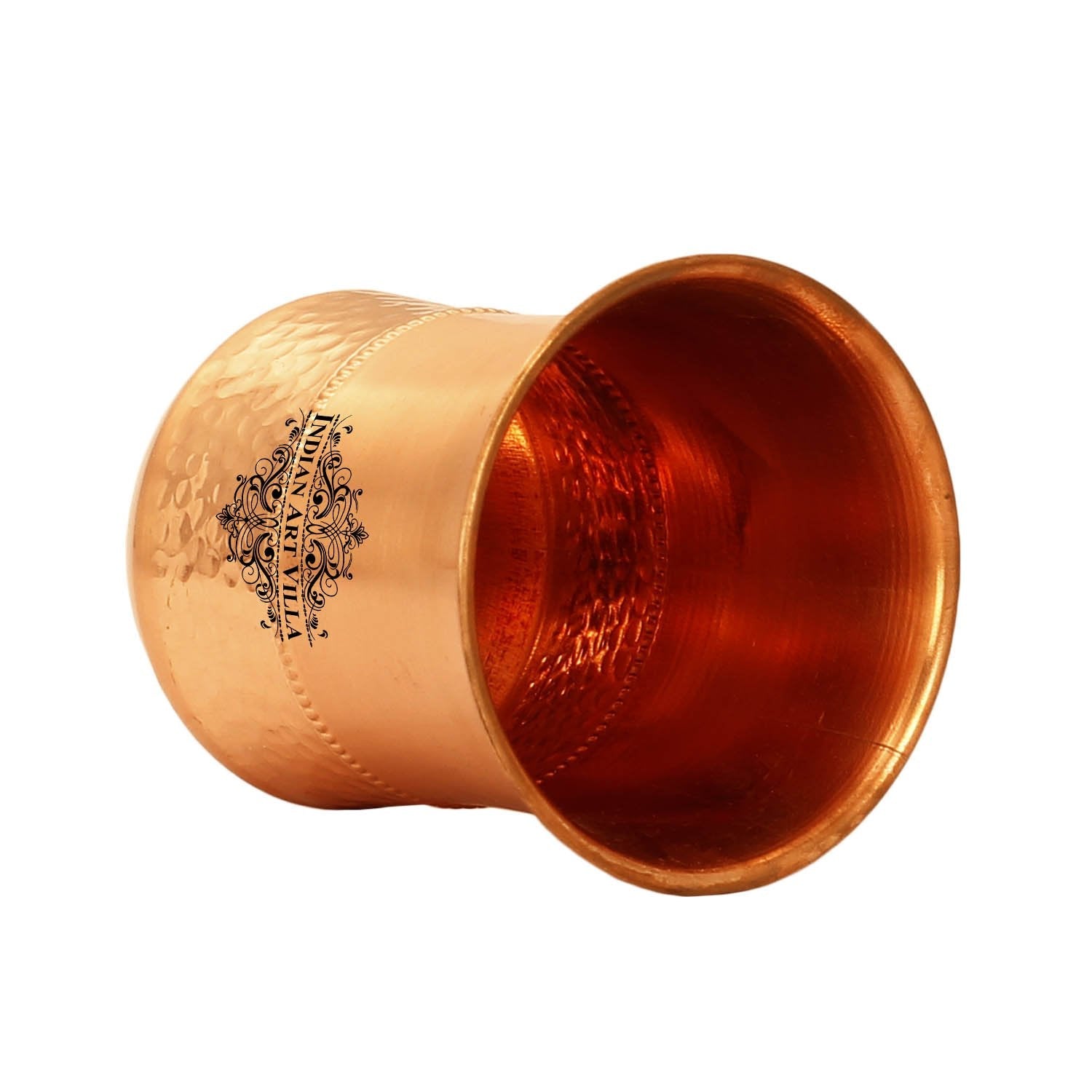 Pure Copper Hammered Design Smooth Bedroom Bottle with Glass