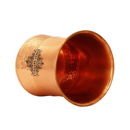 Pure Copper Hammered Design Smooth Bedroom Bottle with Glass