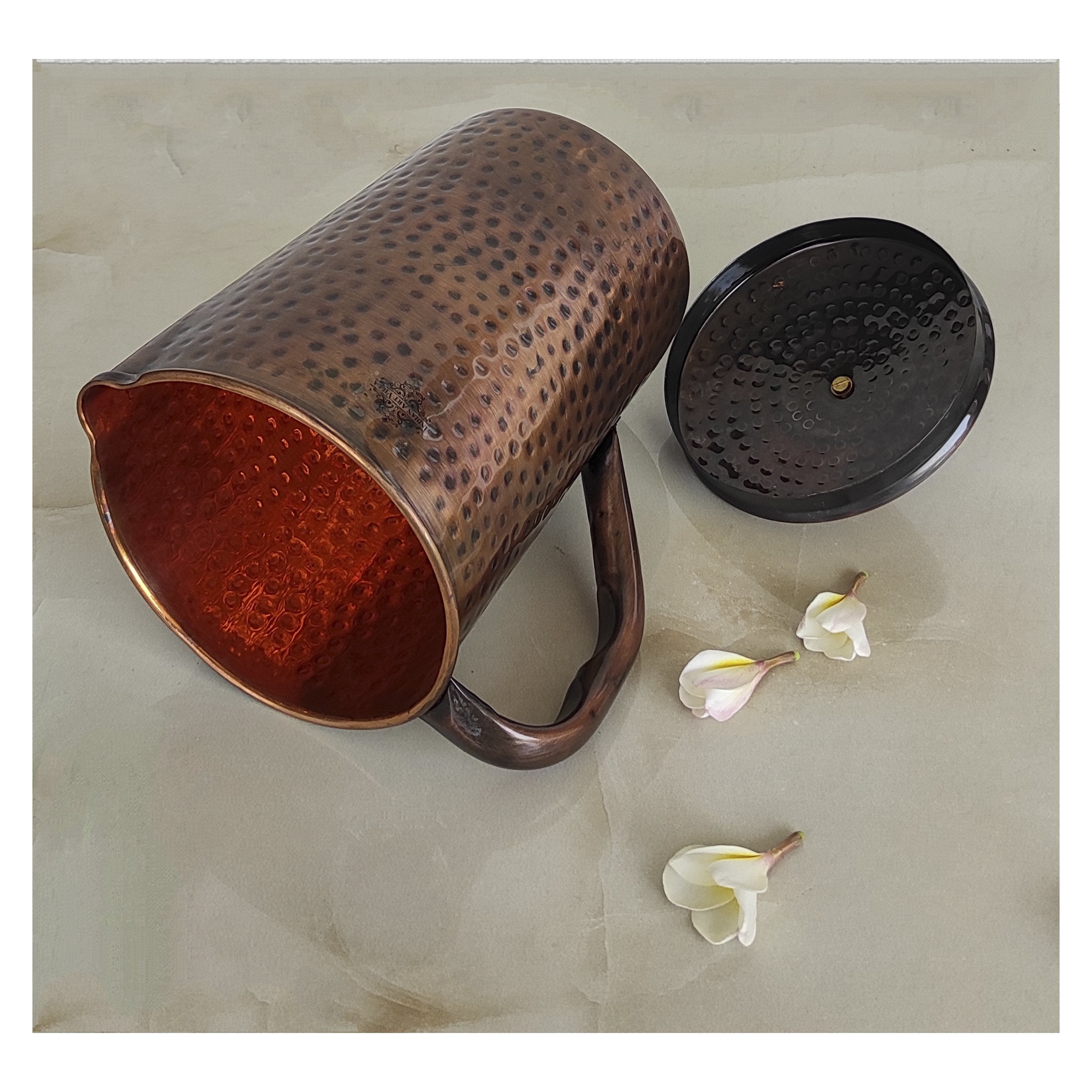 Steel Copper Antique Dark Tone 1 Jug & Glass Set With Gift Box