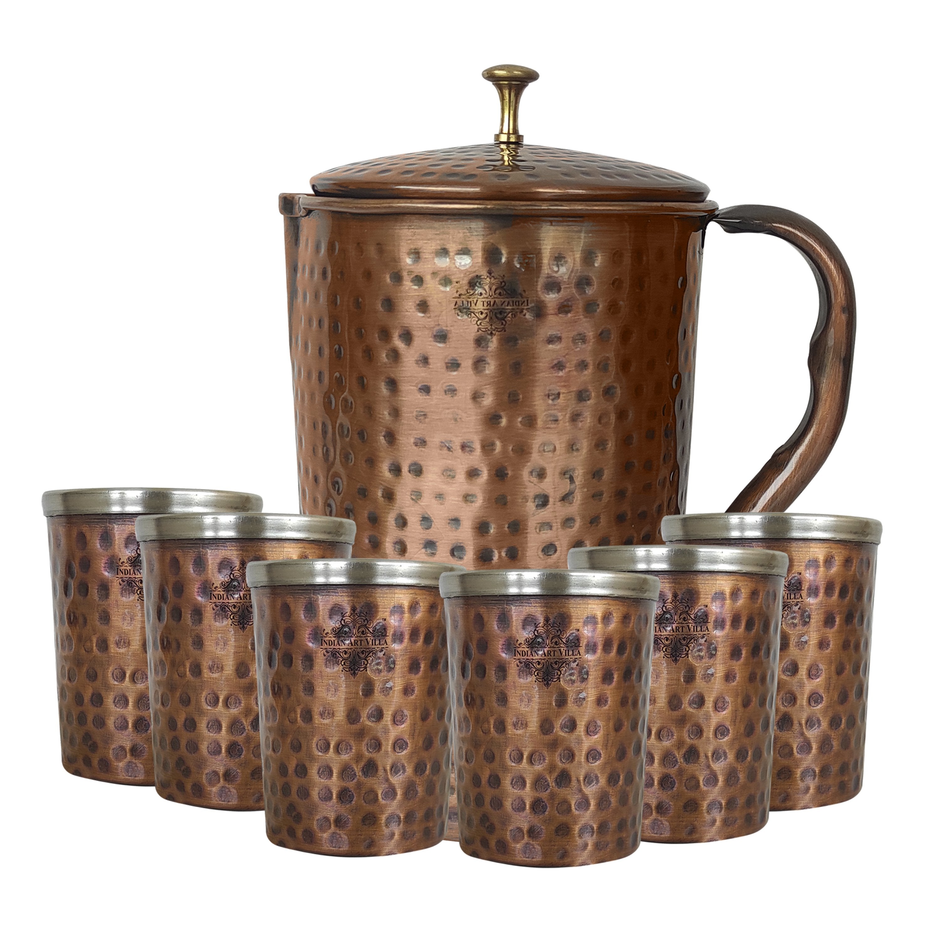Steel Copper Antique Dark Tone 1 Jug & Glass Set With Gift Box