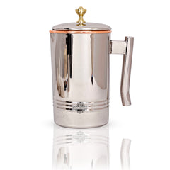 Steel Copper Drinkware Gift Set of Mirror Line Design 1 Jug & Glasses With Black Gift Box, Jug-1500 ml & Glass-300 ml