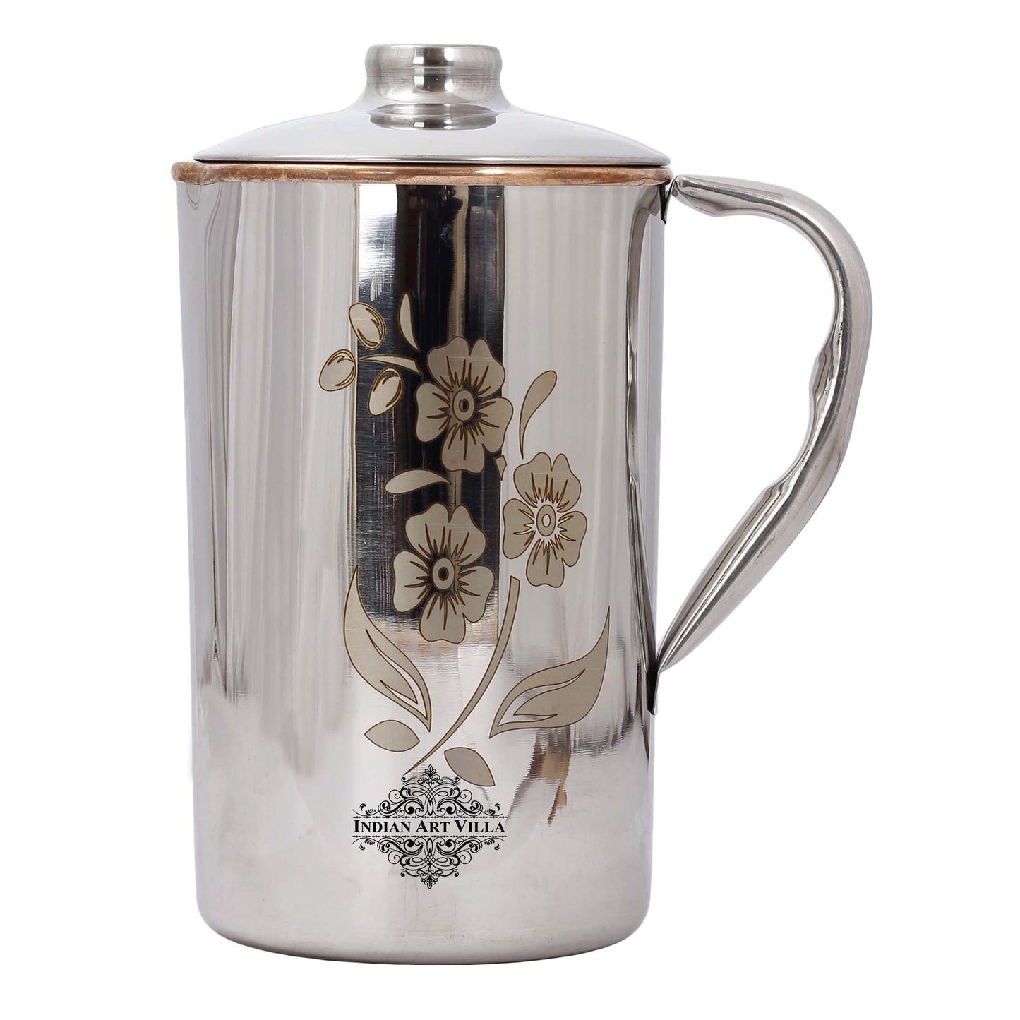 Handmade Pure Steel Copper Jug Pitcher With Glass Tumbler Gift Set