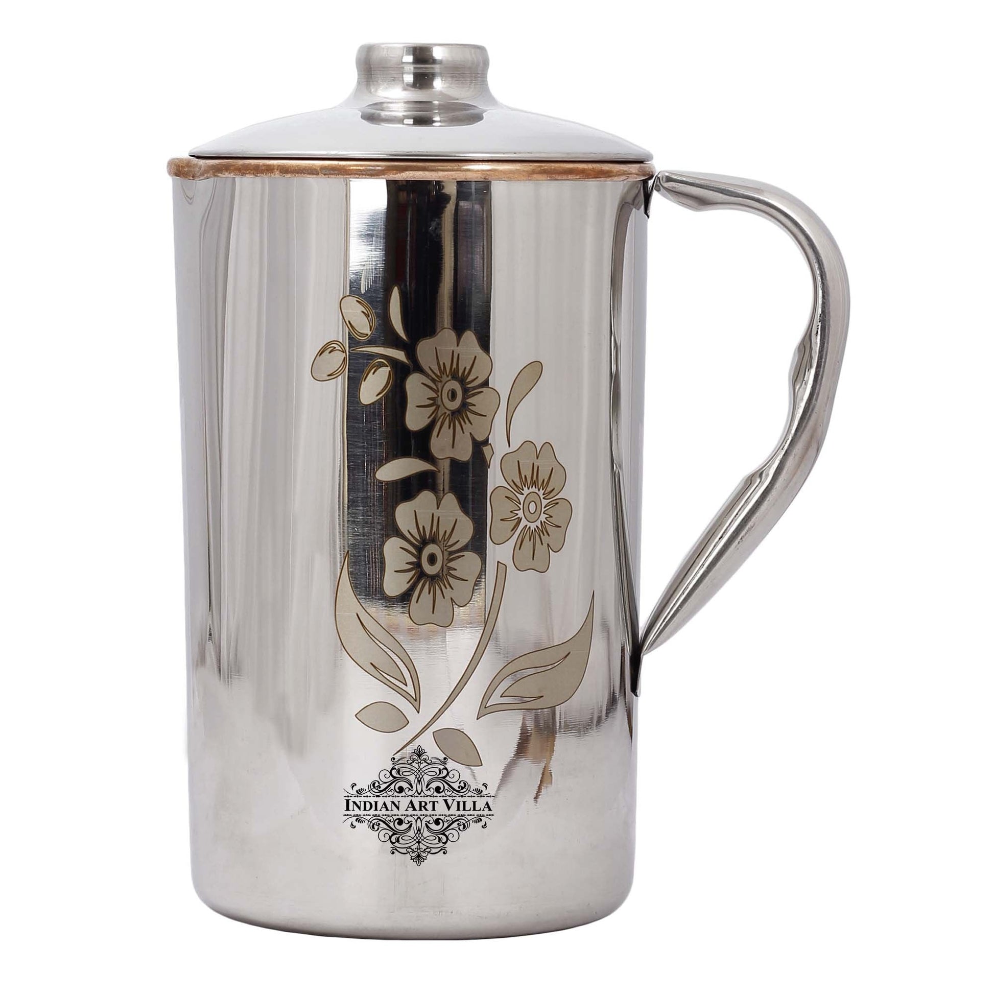 Handmade Pure Steel Copper Jug Pitcher With Glass Tumbler Gift Set