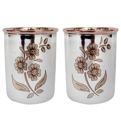 Handmade Pure Steel Copper Jug Pitcher With Glass Tumbler Gift Set