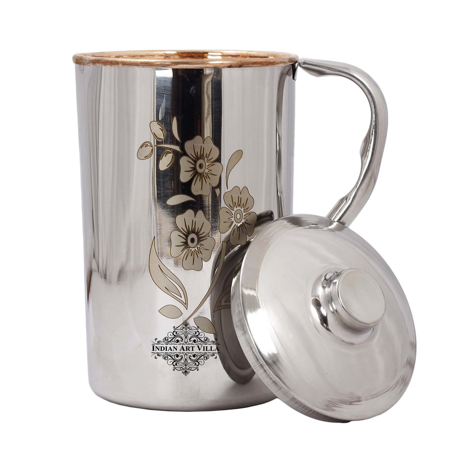 Handmade Pure Steel Copper Jug Pitcher With Glass Tumbler Gift Set