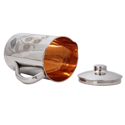 Handmade Pure Steel Copper Jug Pitcher With Glass Tumbler Gift Set