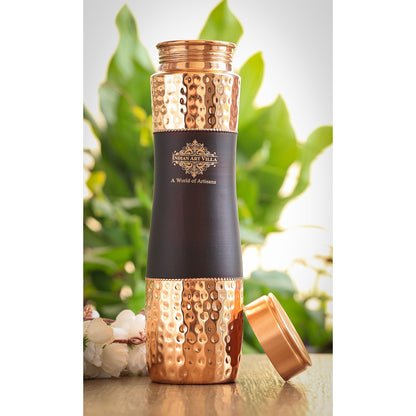Copper Drinkware Gift Set of 2 Glass and 1 Bottle With Silk Finish Color