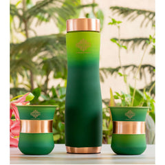 Matt Ombre Copper Bottle and Glass Set with Royal Look  Bottle-900 Ml, Glass-275Ml