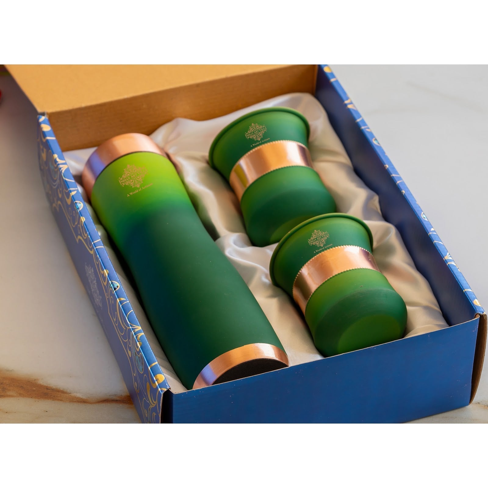 Personalized Copper Ombre Bottle & Glass Gift Set – Silk Finish