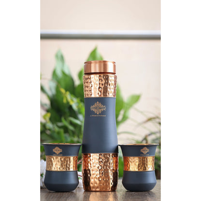Personalized Copper Silk Finish Bottle & Glass Gift Set