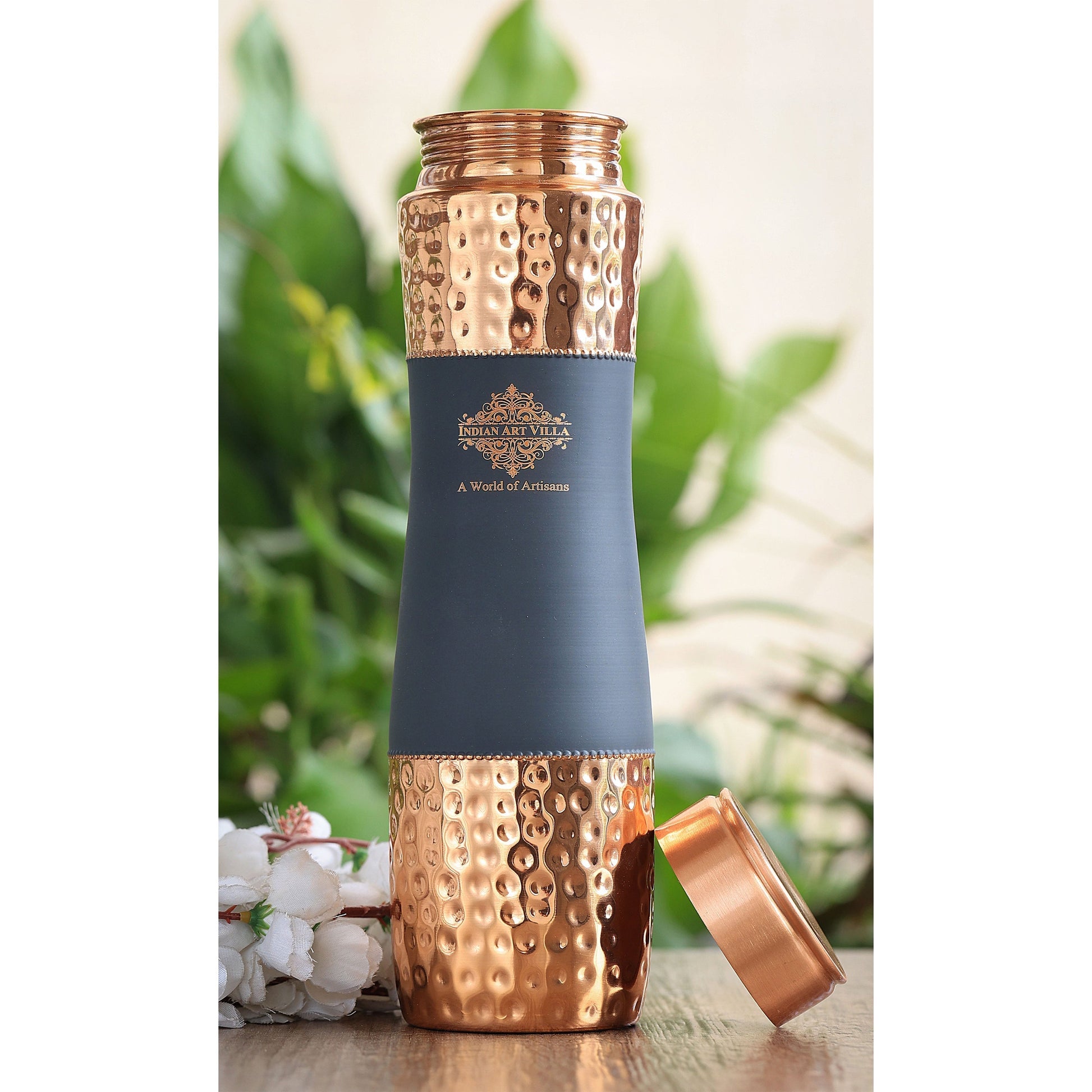 Personalized Copper Silk Finish Bottle & Glass Gift Set