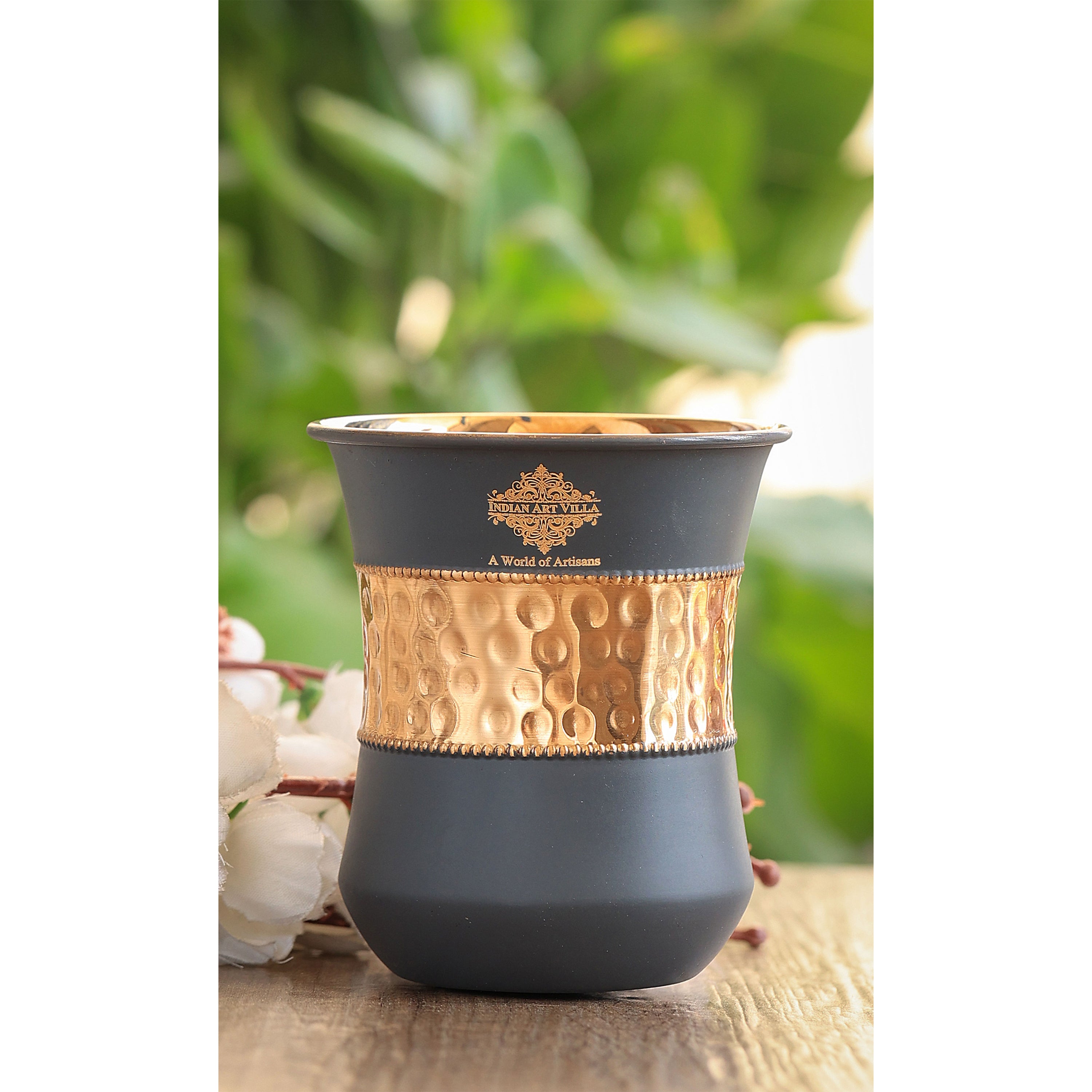 Copper Drinkware Gift Set of 2 Glass and 1 Bottle With Silk Finish Color