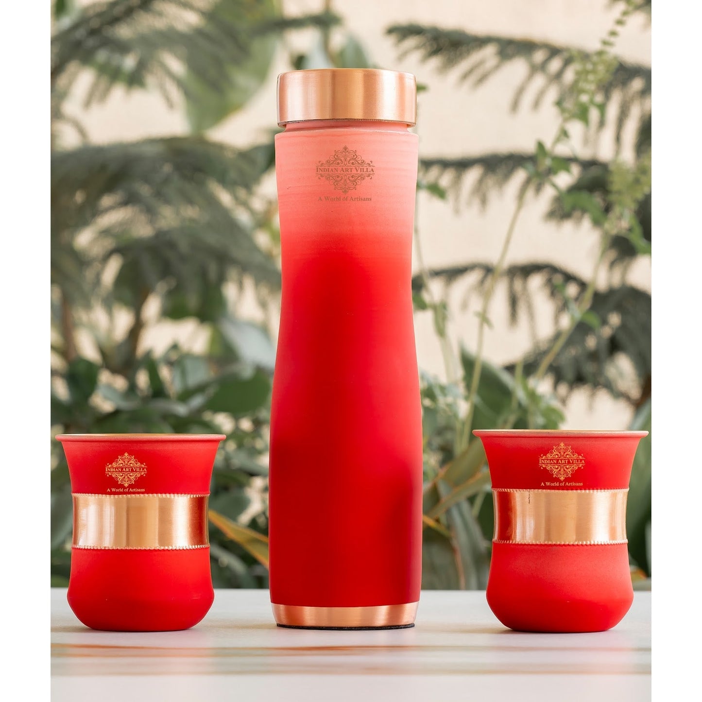 Personalized Copper Ombre Bottle & Glass Gift Set – Silk Finish