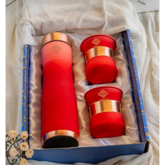 Matt Ombre Copper Bottle and Glass Set with Royal Look  Bottle-900 Ml, Glass-275Ml