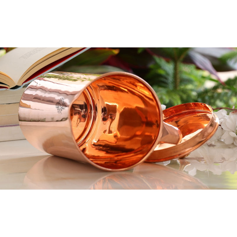 Handcrafted Pure Copper Drinkware Gift Set with Shine Finish Design, Good For Health, Drinkware, Serveware Set