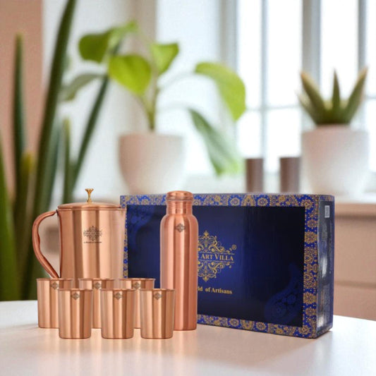 Lacquered Copper Gift Set – 1 Jug, 1 Bottle & 6 Glasses