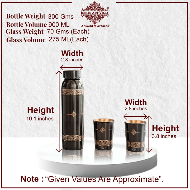 Pure Copper Drinkware Gift Set With Embossed Design